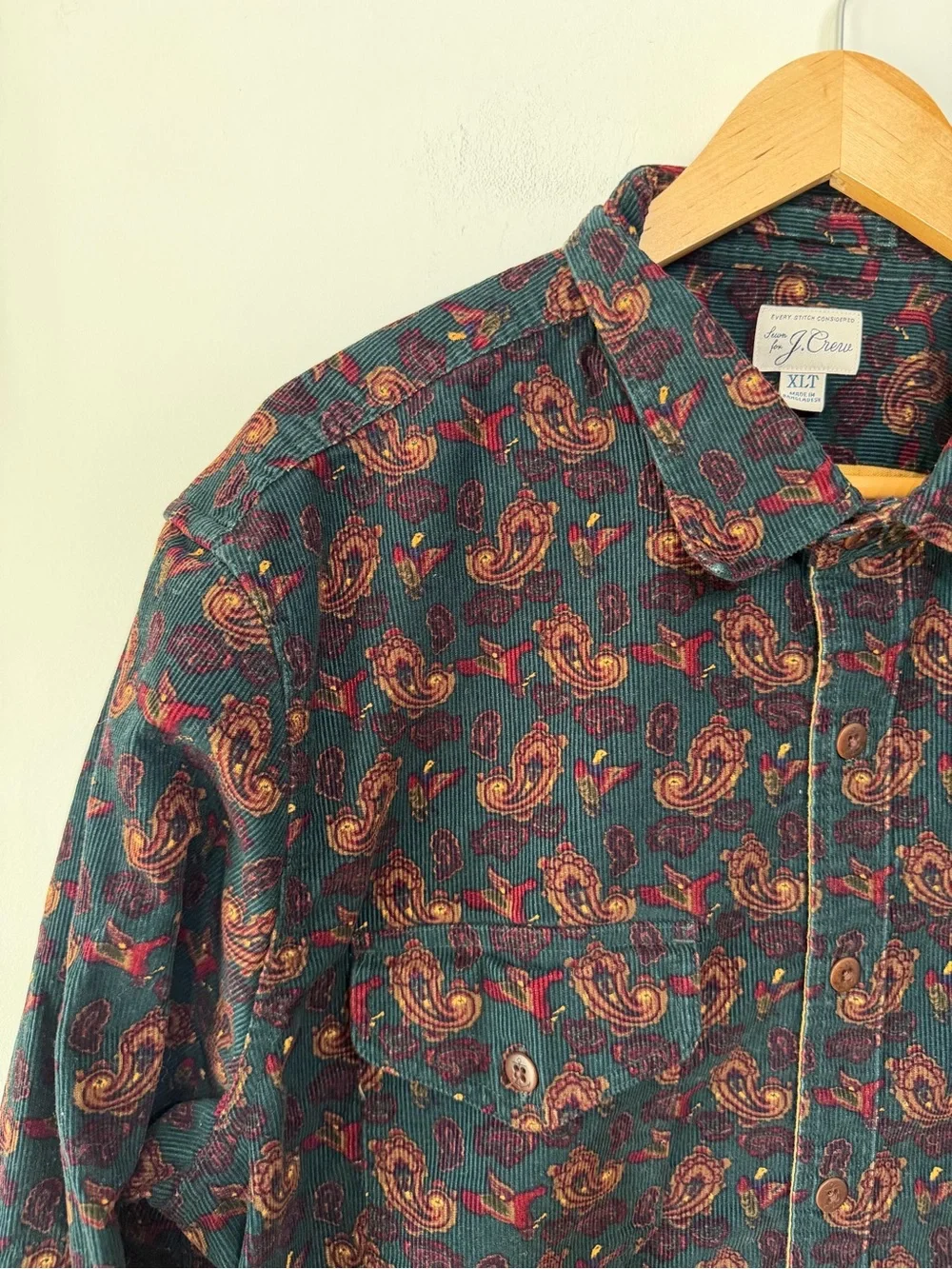 J Crew 14 Wale Corduroy Long Sleeve Button Down Shirt Paisley 2023 Men’s XL T